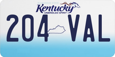 KY license plate 204VAL