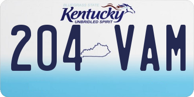 KY license plate 204VAM