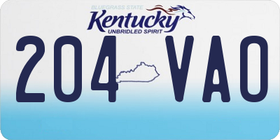 KY license plate 204VAO