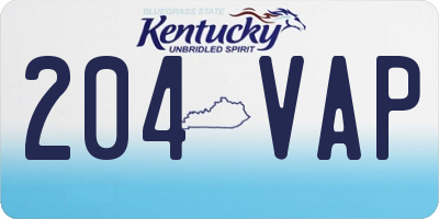 KY license plate 204VAP