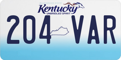 KY license plate 204VAR