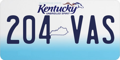 KY license plate 204VAS