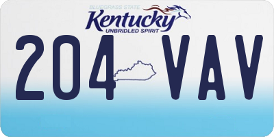KY license plate 204VAV