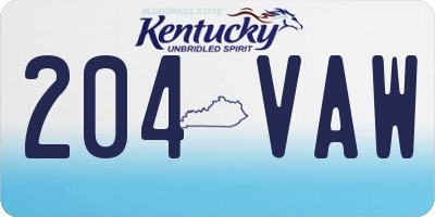 KY license plate 204VAW