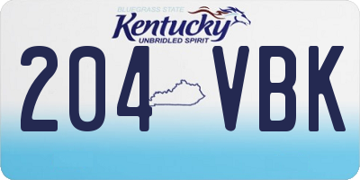 KY license plate 204VBK
