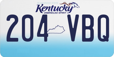 KY license plate 204VBQ
