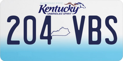 KY license plate 204VBS