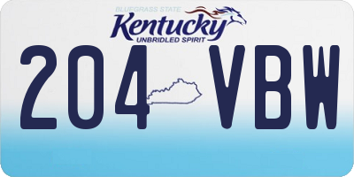 KY license plate 204VBW