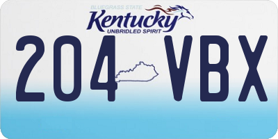 KY license plate 204VBX