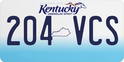 KY license plate 204VCS