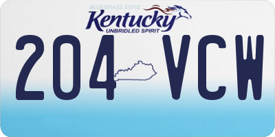 KY license plate 204VCW