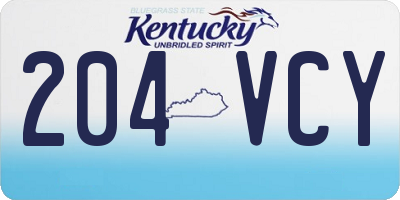 KY license plate 204VCY