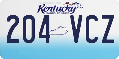 KY license plate 204VCZ