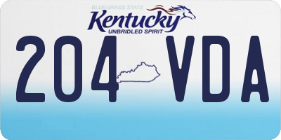 KY license plate 204VDA