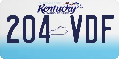 KY license plate 204VDF