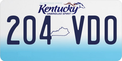 KY license plate 204VDO