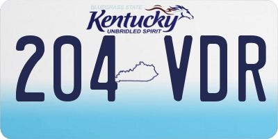 KY license plate 204VDR
