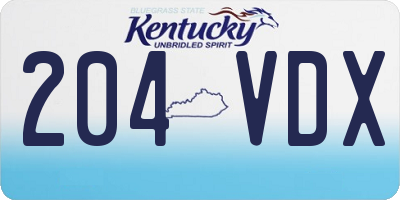 KY license plate 204VDX