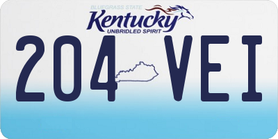KY license plate 204VEI