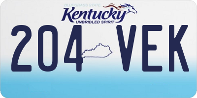 KY license plate 204VEK