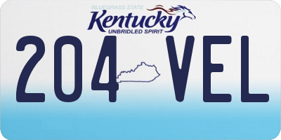 KY license plate 204VEL