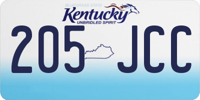 KY license plate 205JCC