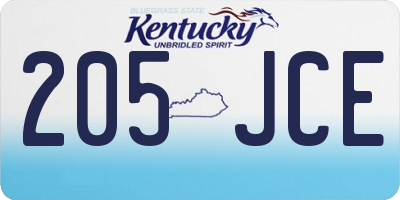 KY license plate 205JCE