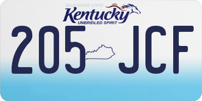 KY license plate 205JCF