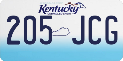 KY license plate 205JCG