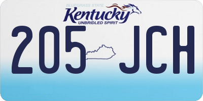 KY license plate 205JCH