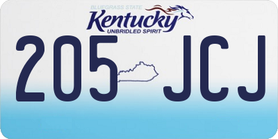 KY license plate 205JCJ