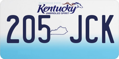 KY license plate 205JCK