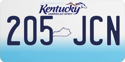 KY license plate 205JCN