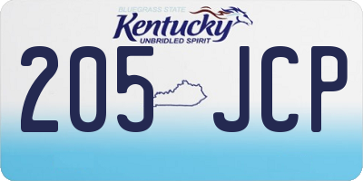 KY license plate 205JCP