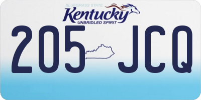 KY license plate 205JCQ
