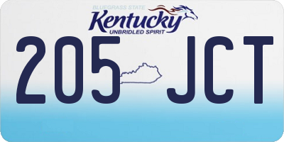 KY license plate 205JCT