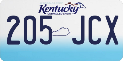 KY license plate 205JCX