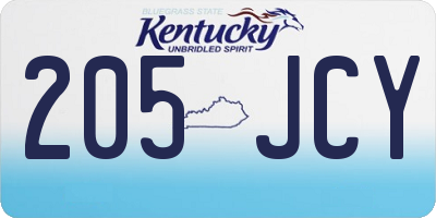 KY license plate 205JCY