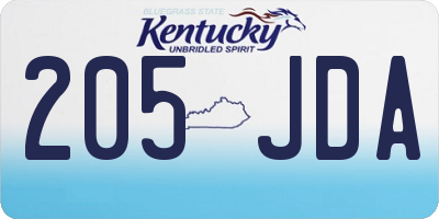 KY license plate 205JDA