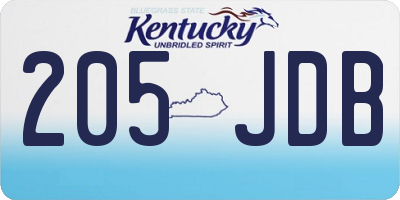 KY license plate 205JDB