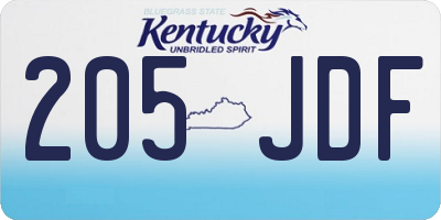 KY license plate 205JDF