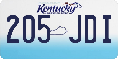KY license plate 205JDI