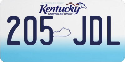 KY license plate 205JDL