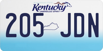 KY license plate 205JDN