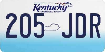 KY license plate 205JDR