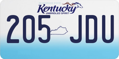 KY license plate 205JDU