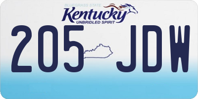 KY license plate 205JDW