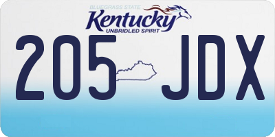 KY license plate 205JDX