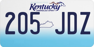 KY license plate 205JDZ