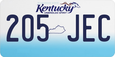 KY license plate 205JEC
